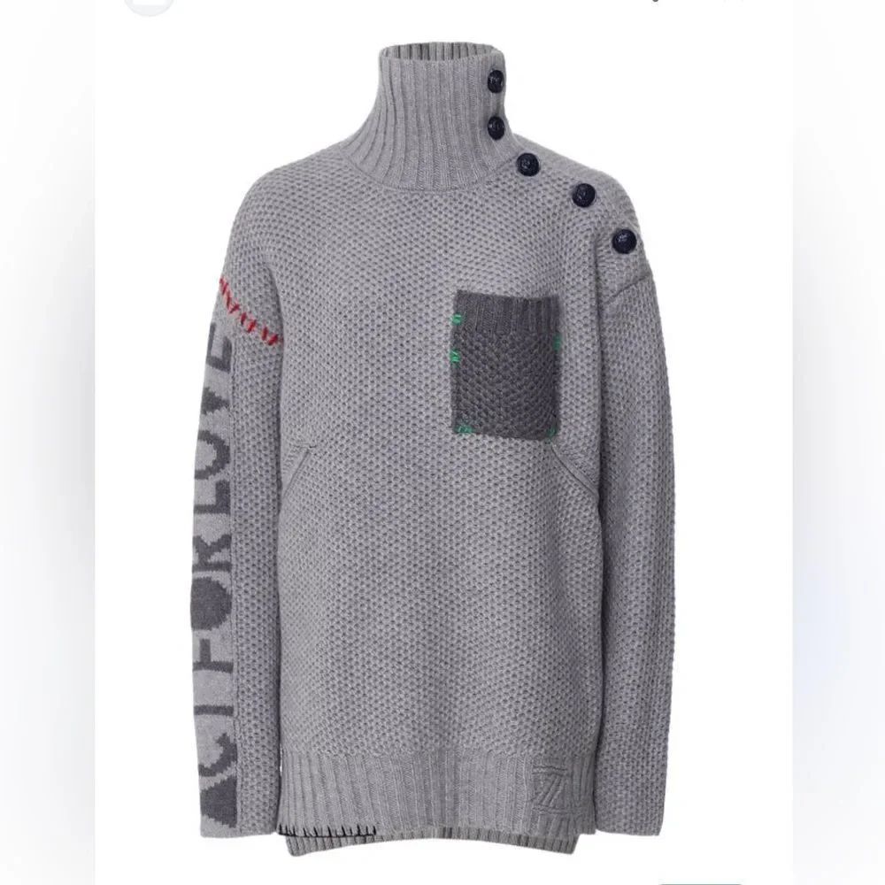 $998 Zadig & Voltaire Alma Pocket Cashmere Sweater Jumper Pullover NWT FLAWED - Picture 8 of 16
